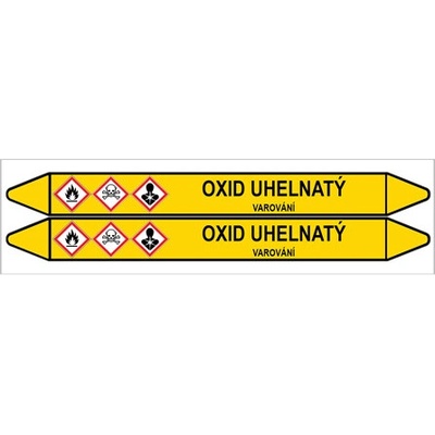 Značení potrubí, oxid uhelnatý,2 ks, 450 × 52 mm PZ 007714