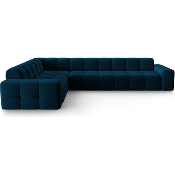 Micadoni Тъмносин ъглов диван от кадифе (ляв ъгъл) Kendal - Micadoni Home (MIC_LC_L_121_F1_KENDAL5)