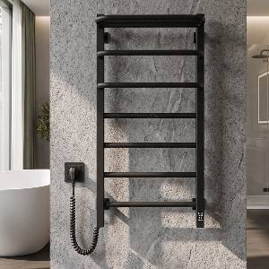 Vertaduro - Електрически радиатор за баня с термостат DOR 155W/230V 80x48 cm IP44 черен ляв (VR0112)