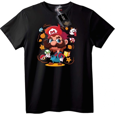 NOONEBRAND Тениска Mario с бонус точки и монети - M, Black