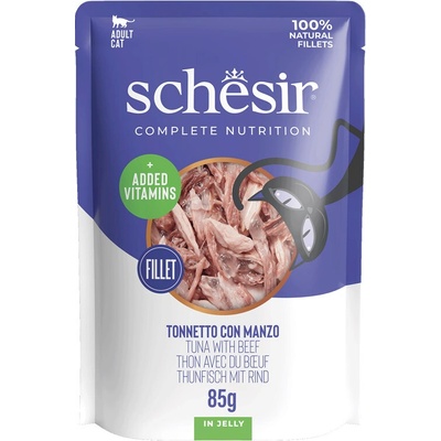 Schesir Cat C&B Wet Adult tuňák a hovězí v želé 85g