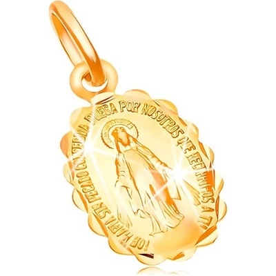 Šperky eshop Přívěsek ze žlutého zlata 14K oboustranný medailonek s Pannou Marií GG16.39