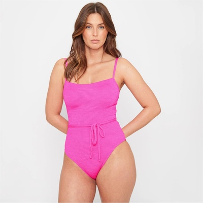 Be You Дамски бански костюм Be You Ladies Textured Belted Swimsuit - Pink
