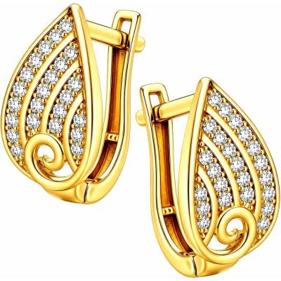 Zlaton Náušnice žluté zlato kapka osazené zirkony visací 1.5cm 2.95g N11092500804