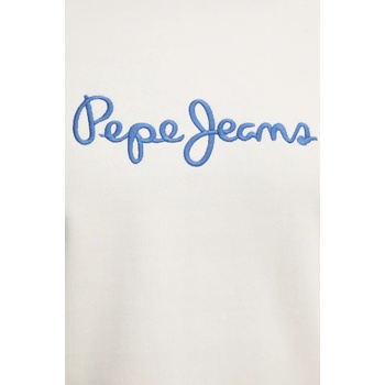 Pepe Jeans Памучен суичър Pepe Jeans NEW JOE CREW в бяло с апликация PM582715 (PM582715)