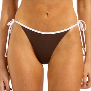 Seafolly Дамско бикини долнище Seafolly Women's Beach Bound Tie Side Rio Pant Bikini bottom - Dark Chocolate - размер 40 (EU) (150-5769-0115)