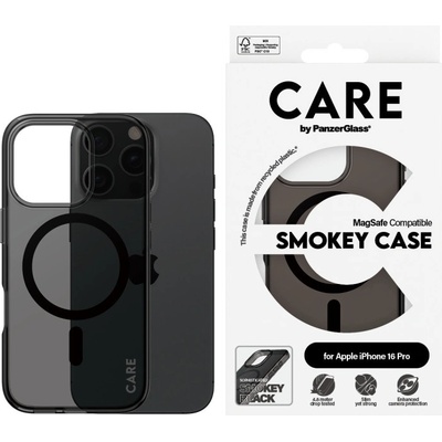 Panzer Калъф CARE - Smokey Black MagSafe, iPhone 16 Pro, черен/прозрачен (5715685004162)