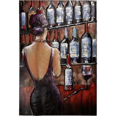 Kovový obraz na stěnu Žena v baru – 80x5x120 cm