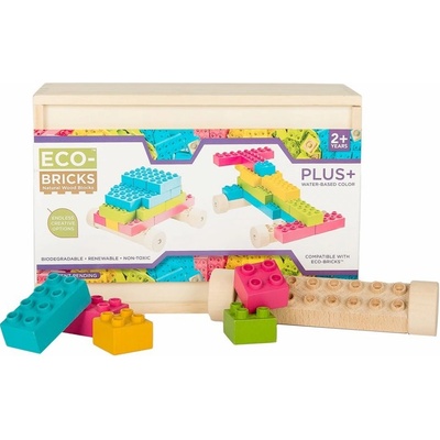 ECO-BRICKS Color Plus dřevěná stavebnice 48 ks