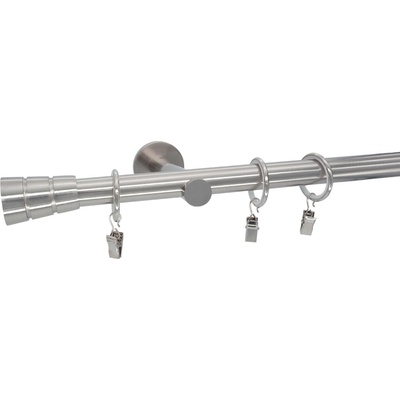 KovovégarnýžeCZ Sotra modern 19 mm Jednořadá prodloužená Kroužky s žabkou nerez 180 cm