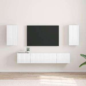 vidaXL TV стенен шкаф 2 бр. Гланц бяло Инженерна дървесина (892278)