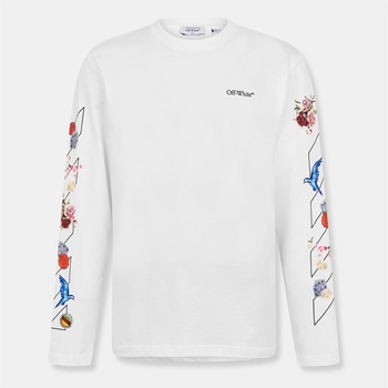 Off White Тениска Off White Men's Diag Skate T Long Sleeve T-Shirt - White-Black