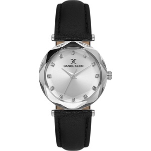 Daniel Klein DK. 6.14188-1 - Дамски часовник, Кварцов, 30mm, Черна кожа, Кристали, 3 ATM - Premium Часовници
