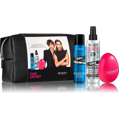 Redken One United Vánoční sada vlasový sprej 150 ml + suchý šampon 150 ml + kartáč na vlasy Redken darčeková sada