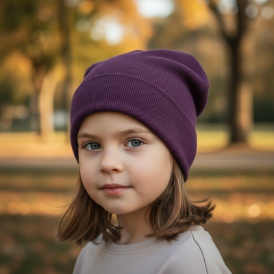 Ebbie Bavlněná čepice Beanie LILEK žebrovaná