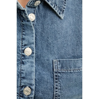 Moschino Jeans Памучна риза Moschino Jeans дамска в синьо със свободна кройка с класическа яка 0222 3721 (0222.3721)