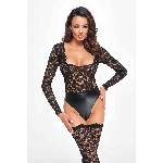 Noir Handmade F296 Psyche Bodysuit of Lace and Wetlook XXL
