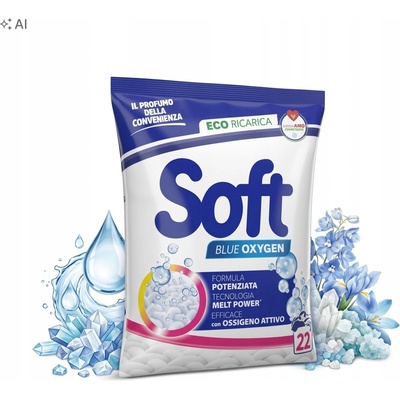 Soft Prací prášek na bílé i barevné prádlo Blue Oxygen 18 + 4 PD 1,32 kg
