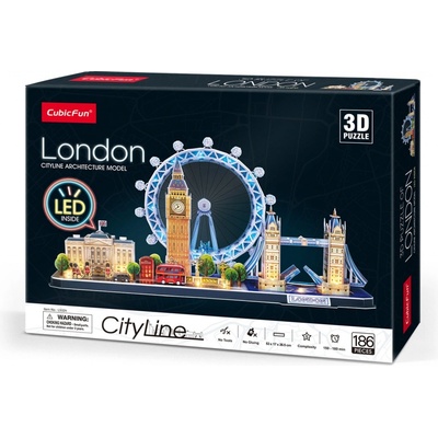 CubicFun 3D puzzle CityLine panorama svítící Londýn 186 ks