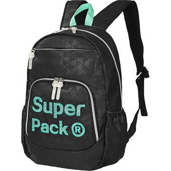 S-Cool Ученическа раница s-cool олеотена super pack black, морско зелено
