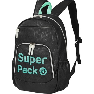 S-Cool Ученическа раница s-cool олеотена super pack black, морско зелено