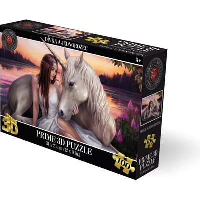 Prime 3D puzzle Dívka a jednorožec 31x23cm 100 ks holografické