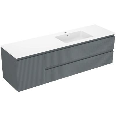Mexen Rivel баня шкаф 160 см с мивка Otis дясно, 2S, 1D, набраздена, графит/бял мат - 91A23-16047-3-BBFFF66-W18P01 (91A23-16047-3-BBFFF66-W18P01)
