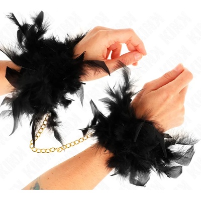 Белезници с пера и златна верижка - Kink Feather Hand Cuffs (D-241110)