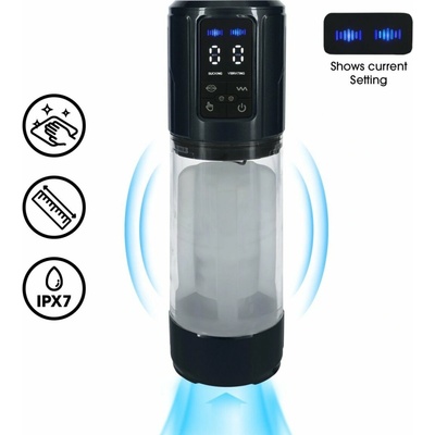 Shots Pumped UltraLift Automatic Masturbator Pump Gun Metal, sací a vibračný masturbátor 27 x 8,7 cm