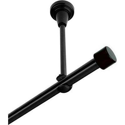 OK-GarnýžeCZ Garnýž kovová jednořadá 19mm Pullo černá 260 cm do stropu / na tunýlek - bez kroužků