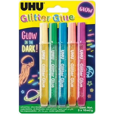 Třpytivé lepidlo UHU Glitter Glue Glow in Dark 5x10 ml
