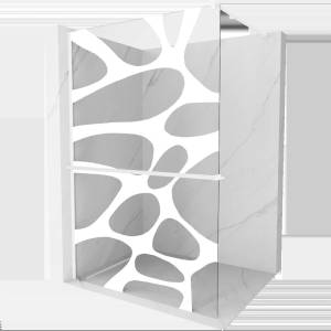 Mexen Kioto+ Душ стена с рафт Walk-in 120 x 200 см, бяла вълна, бяла - 800-120-121-20-97 (800-120-121-20-97)