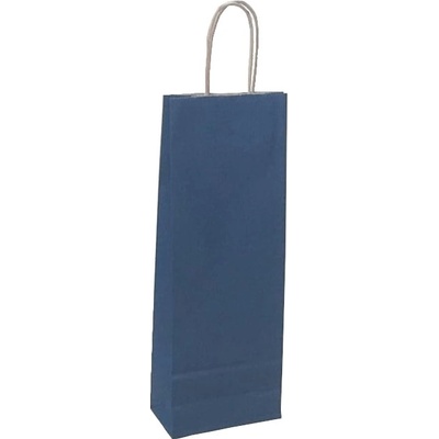 Papírová taška s krouceným uchem na víno 140x80x390 mm, modrá