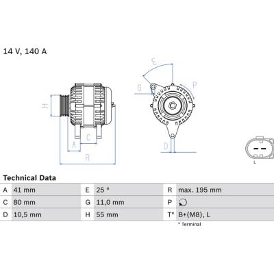 Alternátor BOSCH 0 986 046 210