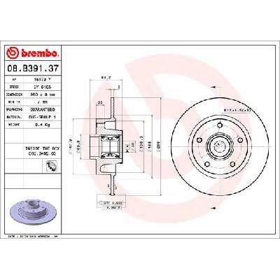 BREMBO Brzdový kotúč 08B39137