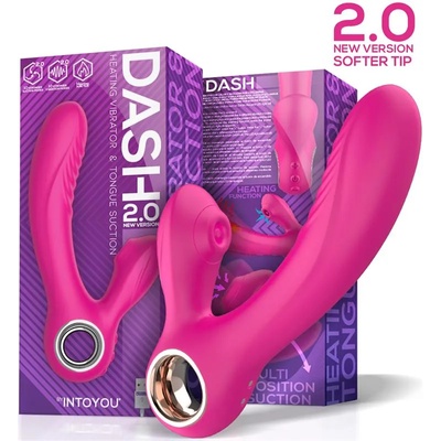 INTOYOU Dash 2.0 Softer Tip Vibrator, Sucker with Stimulating Tongue and Heat Function Pink