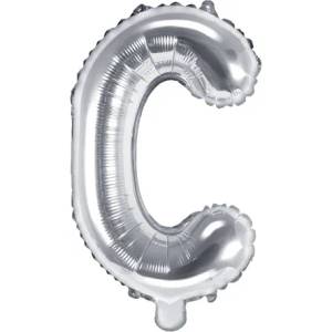 PartyDeco Балон от фолио Mini - Буква С 35см сребърен
