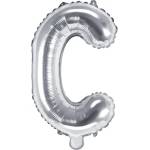PartyDeco Балон от фолио Mini - Буква С 35см сребърен