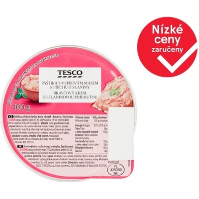 Tesco Paštika s vepřovým masem s příchutí slaniny 100 g