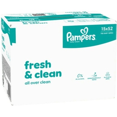 Pampers Fresh&Clean čistící ubrousky 15 x 52ks