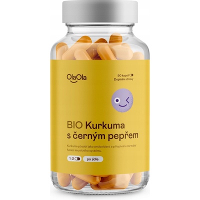 OlaOla BIO Kurkuma s černým pepřem podporující organismus 90 kapslí