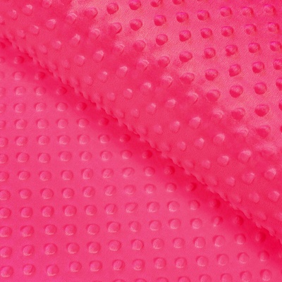 Dětská látka Minky 3D puntíky MKP-009 Fuchsiová - šířka 150 cm