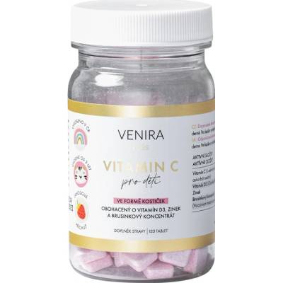 Venira Kids Vitamín C pre deti jahoda 120 cmúľacích tabliet
