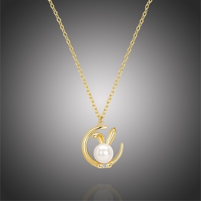 Grace Silver Jewellery Stříbrný s pravou perlou velikonoční zajíc NH1203-HB-034 Bílá
