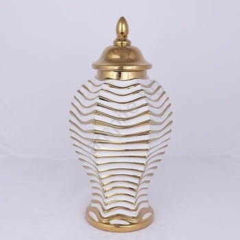 Eurolamp Керамичен буркан 42, 2x21, 1 см златист/бял (EU0527)