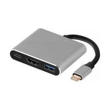 Tracer USB хъб Tracer А-1, 3-в-1, USB-C (м) към USB-C/USB/HDMI (ж), лек алуминиев корпус, Сребрист, TRAPOD46847