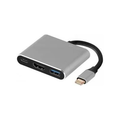 Tracer USB хъб Tracer А-1, 3-в-1, USB-C (м) към USB-C/USB/HDMI (ж), лек алуминиев корпус, Сребрист, TRAPOD46847