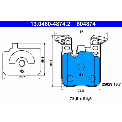 ATE 604874 Súprava brzdových doštičiek 13.0460-4874.2
