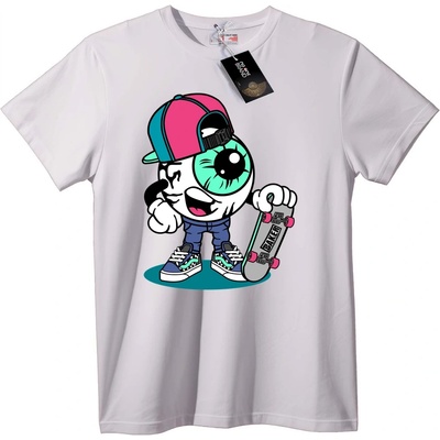 NOONEBRAND Тениска с Карикатура на Скейтър - 7XL, White