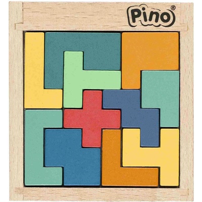 Pino Дървена мини главоблъсканица Pino, 11 части, пастелни цветове (8279-11P)